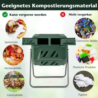 Costway Διπλός Περιστρεφόμενος Κάδος Κομποστοποίησης 160L για Κήπο ... Costway Διπλός Περιστρεφόμενος Κάδος Κομποστοποίησης 160L για Κήπο ...