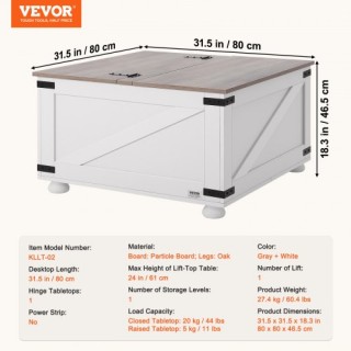 VEVOR Τραπέζι Καφέ Αγροικίας 31,5 με Αποθηκευτικό Χώρο και Ανακλιν... VEVOR Τραπέζι Καφέ Αγροικίας 31,5 με Αποθηκευτικό Χώρο και Ανακλιν...