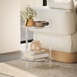 HOMCOM Στρογγυλό Χαμηλό Τραπέζι με 2 Επίπεδα από Ακρυλικό για Εσωτ... HOMCOM Στρογγυλό Χαμηλό Τραπέζι με 2 Επίπεδα από Ακρυλικό για Εσωτ...