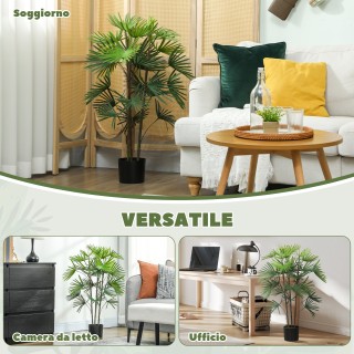 HOMCOM Τεχνητός Φοίνικας 90 cm με 24 Πράσινα Πλαστικά Φύλλα και Γλά...