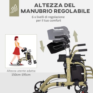 HOMCOM  Πτυσσόμενος περιπατητήρας με υποπόδιο και τσάντα, από αλουμ...