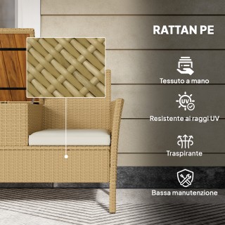 Outsunny Πάγκος Κήπου με Πτυσσόμενο Τραπέζι Αποθήκευσης, από Ρατάν ...