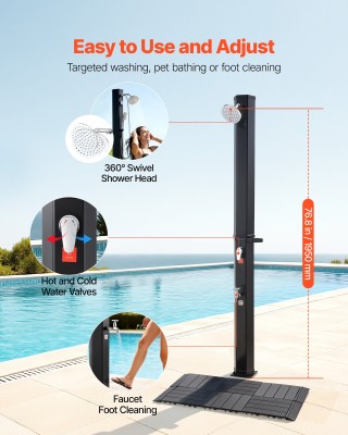 VEVOR Ηλιακό Ντους 35L, Ύψος Νεροχύτη 195cm, Με Δάπεδο & Βρυσάκι, Ρ...