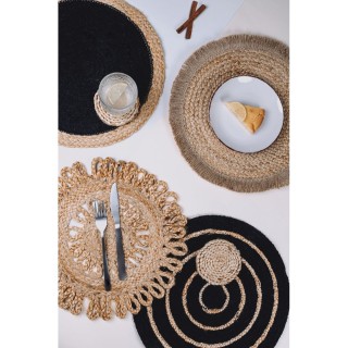 Villa dEste Home Στρογγυλό Μαύρο Τραπεζομάντηλο από Βαμβάκι με Σπει...