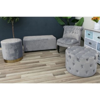 Galileo  Σετ 2 τμχ Πολυθρόνα σαλονιού σε ανοιχτό γκρι ύφασμα, εφέ β...