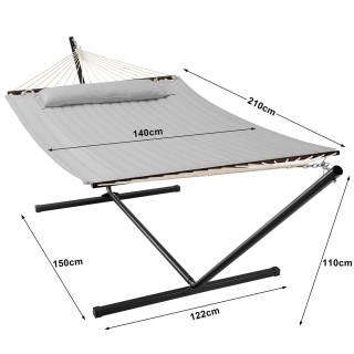 BAKAJI Βραζιλιάνικη Κρεμαστή Κούνια Κήπου Γκρι με Μαξιλάρι και Μετα...