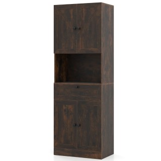 Costway Υψηλό ντουλάπι με 4 πόρτες & 1 συρτάρι & ανοιχτό ράφι & ρυθ...