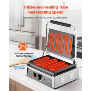 VEVOR Επαγγελματική Πρέσα Πανίνι, 2200W, Ανοξείδωτη, Ρύθμιση Θερμοκ...