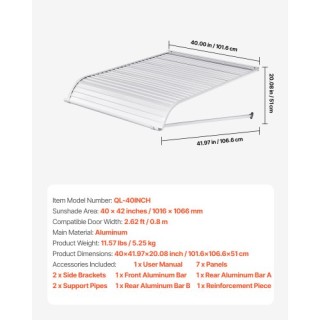 VEVOR Στέγαστρο Πόρτας Αλουμινίου 40x42 ιντσών JSGDSZYP40INDEV15V0 VEVOR Στέγαστρο Πόρτας Αλουμινίου 40x42 ιντσών JSGDSZYP40INDEV15V0
