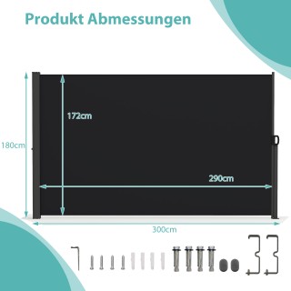 Costway  Επεκτεινόμενο Αλουμινένιο Πλαϊνό Παραβάν Κήπου με Λαβή - 1...