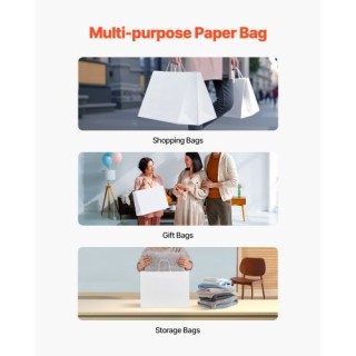 VEVOR Λευκές Χάρτινες Τσάντες με Χερούλια 50 Τεμάχια ZZGWDHTS1661XF...