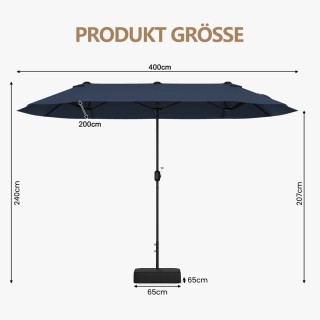 Διπλή Ομπρέλα με Βάση & UPF 50+ & Μανιβέλα 406 x 210 x 226 cm Σκού... Διπλή Ομπρέλα με Βάση & UPF 50+ & Μανιβέλα 406 x 210 x 226 cm Σκού...