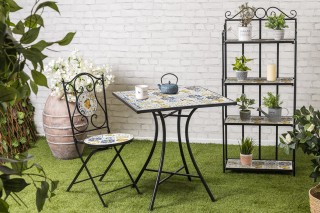 Galileo Υπαίθρια μεταλλική ραφιέρα 4 επιπέδων με διακόσμηση κεραμικ...