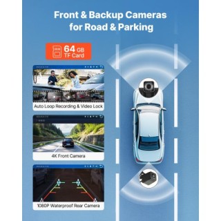 VEVOR Οθόνη Αυτοκινήτου 9 με CarPlay και Κάμερες Εμπρός/Πίσω CZZKP9...