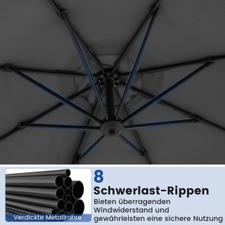 Costway Γκρι Αιώροφος Κήπους με Μανιβέλα 300x300 cm NP11552GR Costway Γκρι Αιώροφος Κήπους με Μανιβέλα 300x300 cm NP11552GR