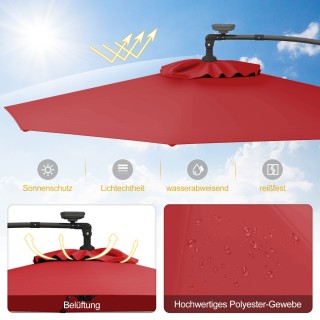 Αναδιπλούμενη Ομπρέλα Κήπου με Ηλιακά LED Φώτα και Περιστροφή 360° ...