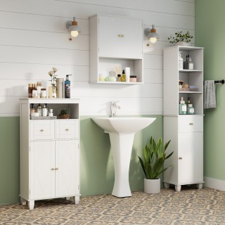 Costway Ντουλάπα Μπάνιου με Πόρτες - Λευκή JV12898WH