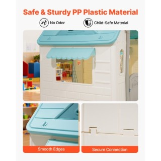 VEVOR Παιδικό Σπιτάκι Εξωτερικού Χώρου 5-σε-1 με Τσουλήθρα και Παιχ...