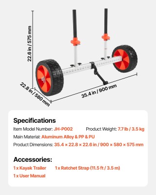 VEVOR Πτυσσόμενο Καροτσάκι Καγιάκ 104kg - Ανθεκτικό με Συμπαγείς Τρ... VEVOR Πτυσσόμενο Καροτσάκι Καγιάκ 104kg - Ανθεκτικό με Συμπαγείς Τρ...