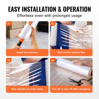 VEVOR Διάφανη Μεμβράνη Συσκευασίας 15x1200, 80 Gauge, με Λαβές LSM... VEVOR Διάφανη Μεμβράνη Συσκευασίας 15x1200, 80 Gauge, με Λαβές LSM...