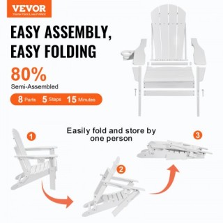 VEVOR Σετ 2 Πλαστικές Καρέκλες Adirondack Πτυσσόμενες Λευκές για Τ... VEVOR Σετ 2 Πλαστικές Καρέκλες Adirondack Πτυσσόμενες Λευκές για Τ...