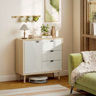 HOMCOM Μοντέρνα Κρεντέντζα με 3 Συρτάρια και Ντουλάπι, 80x35x77 cm ... HOMCOM Μοντέρνα Κρεντέντζα με 3 Συρτάρια και Ντουλάπι, 80x35x77 cm ...