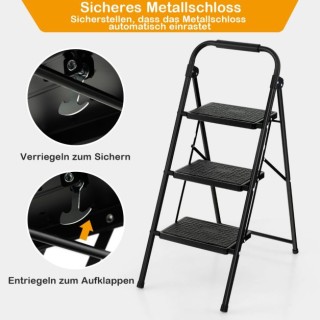 Σιδερένια Πτυσσόμενη Σκάλα με 3 Σκαλοπάτια 64 x 39 x 90 cm  Costway...