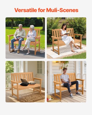 VEVOR Παγκάκι Εξωτερικού Χώρου Πλαστικό Αδιάβροχο 128εκ Φυσικό Χρώμ...