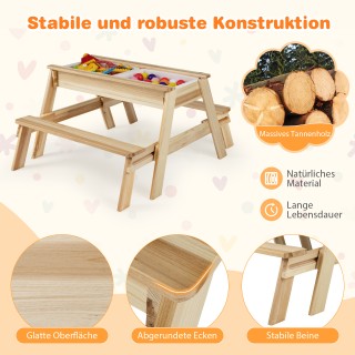 Costway Παιδική Πολυλειτουργική Τραπεζαρία 4 σε 1 με Αποσπώμενο Καπ...