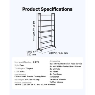 VEVOR Ράφι Αποθήκευσης Φιλαμέντων 3D Εκτυπωτή 7 Επιπέδων 3DDYSNJGDS...