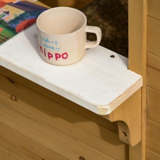 Outsunny Ξύλινο Σπιτάκι Παιδιών με Παράθυρα, Φράχτη και Πάγκο, 205x...