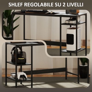 HOMCOM  Γραφείο Υπολογιστή με Υποστήριξη για Οθόνη και 2 Ρυθμιζόμεν...