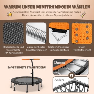 Costway  Πτυσσόμενο Μίνι Τραμπολίνο με Ρυθμιζόμενη Λαβή Παιδικό Τρα...