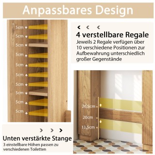 Costway Ντουλάπι Μπάνιου με 2 Ανοιχτά Ράφια & 4 Ρυθμιζόμενα Ράφια Φ...