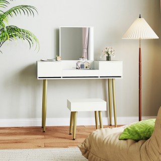 HOMCOM Σετ Τουαλέτας με Καθρέφτη και 3 Συρτάρια, Λευκό, 80x40x130 ε... HOMCOM Σετ Τουαλέτας με Καθρέφτη και 3 Συρτάρια, Λευκό, 80x40x130 ε...