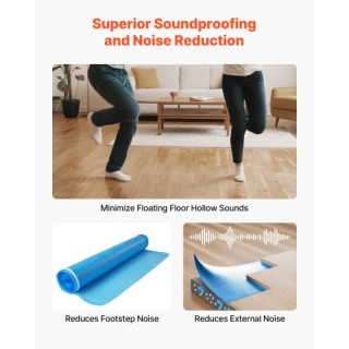 VEVOR Υπόστρωμα Δαπέδου 55.8 m² 2mm με Ενσωματωμένο Αντιυγρασιακό Φ...