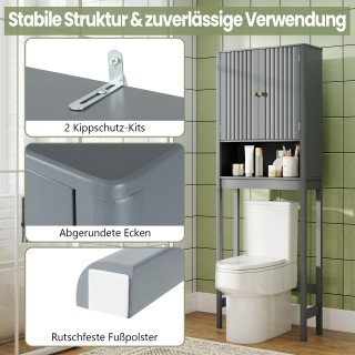 Costway Ντουλάπι Τουαλέτας Γκρι με Πόρτες, Ρυθμιζόμενο Ράφι & Χώρο ...