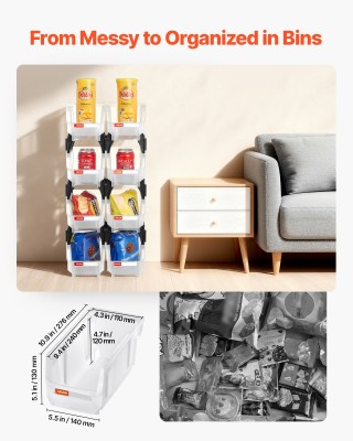 VEVOR Διάφανα Πλαστικά Στοιβαζόμενα Κουτιά Αποθήκευσης (8 τεμάχια),...