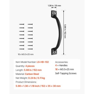 VEVOR Σετ 4 Χειρολαβών Αχυρώνα 6.5 για Είσοδο Κήπου και Υπόστεγο DK... VEVOR Σετ 4 Χειρολαβών Αχυρώνα 6.5 για Είσοδο Κήπου και Υπόστεγο DK...