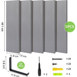 BAKAJI Σετ 5 Γκρι Ραφιών Τοίχου με Μεταλλικές Βάσεις 40x12 εκ. 0200...