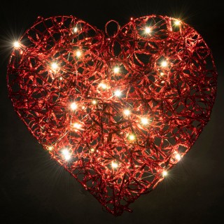 Galileo Καρδιά φωτιζόμενη εξώπορτας 40 cm από ρατάν και μέταλλο San...