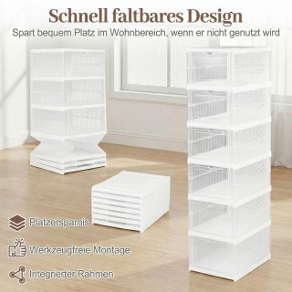 Costway Σετ 12 διάφανων στοιβαζόμενων κουτιών παπουτσιών με ανακλιν...