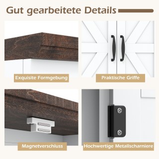 Costway Λευκό Κρεμαστό Ντουλάπι με Ρυθμιζόμενα Ράφια, Πόρτες και Αν...