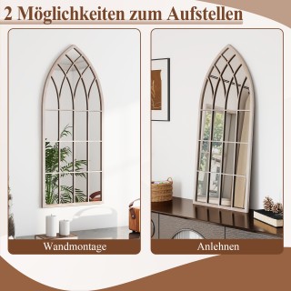 Costway Καμπύλος επιτοίχιος καθρέφτης παραθύρου Farmhouse με μεταλλ...