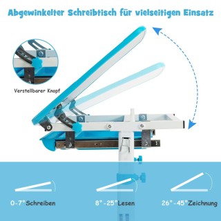 Costway  Παιδικό Σετ Γραφείου και Καρέκλας Ρυθμιζόμενου Ύψους με Κλ...