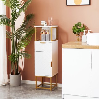 kleankin κολώνα μπάνιου με συρτάρι, ντουλάπι και ράφι από ξύλο και ... kleankin κολώνα μπάνιου με συρτάρι, ντουλάπι και ράφι από ξύλο και ...