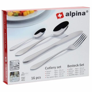 BAKAJI Σετ 16 Τεμαχίων Μαχαιροπήρουνα για 4 Άτομα από Ανοξείδωτο Ατ...