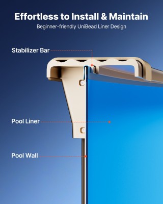 VEVOR Ελλειψοειδής Επένδυση Πισίνας UniBead, 375 x 610 cm, 120 cm Ύ...