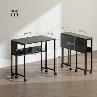 HOMCOM Πτυσσόμενο Γραφείο με Ράφι και Τσέπη, 80x40x75 εκ., Μαύρο 83... HOMCOM Πτυσσόμενο Γραφείο με Ράφι και Τσέπη, 80x40x75 εκ., Μαύρο 83...