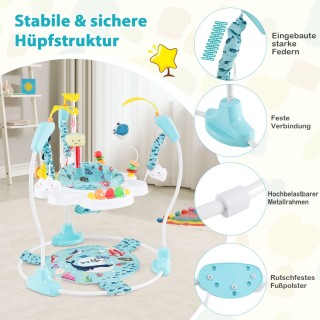 Costway  Βρεφικό Άλμα Sky με Ρυθμιζόμενα Ύψη, Παιχνίδια & Μουσικό Π...